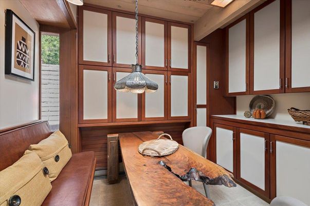 Dining room, Interior, Pendant Lights, Wooden Walls
