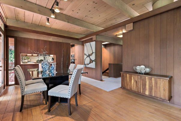 Dining room, Interior, Wooden Beams, Wooden Ceilings, Wood Texture Flooring, Wooden Walls