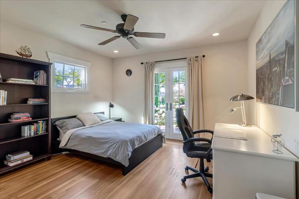 Bedroom, Home Office, Interior, Recessed Lighting, Wood Texture Flooring