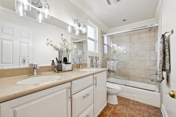 Bathroom, Dual Sink Vanities, Glass Shower, Interior, Marble Walls