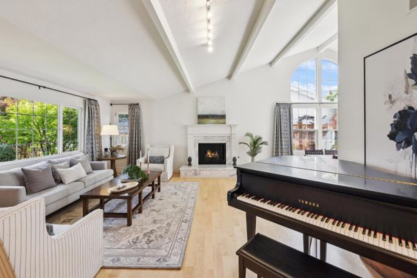 Fireplace, Interior, Living room, Piano, Wood Texture Flooring