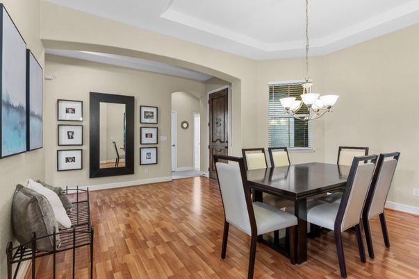 Chandelier, Dining room, Interior, Wood Texture Flooring