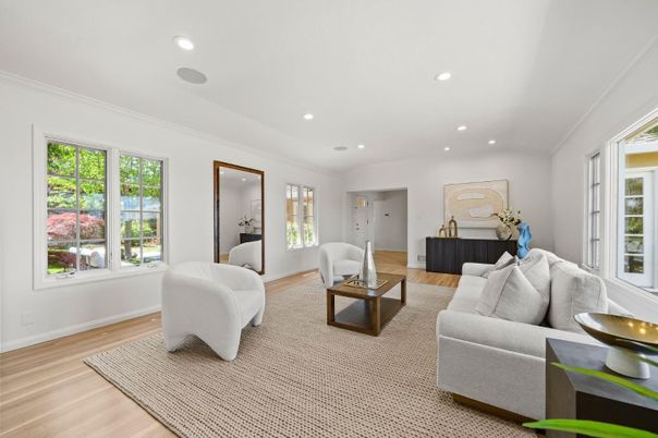 Interior, Living room, Recessed Lighting, Wood Texture Flooring