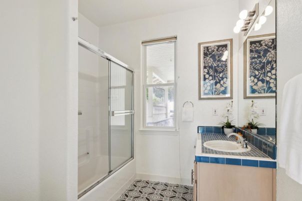 Bathroom, Glass Shower, Interior, Tile Countertops