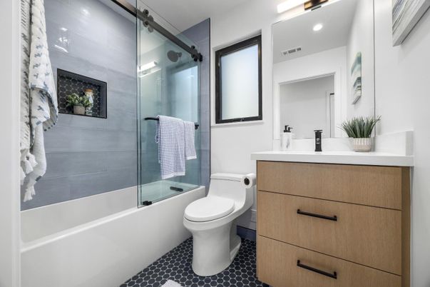 Bathroom, Glass Shower, Interior, Recessed Lighting