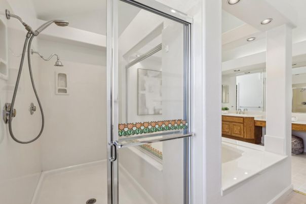 Bathroom, Glass Shower, Interior, Recessed Lighting
