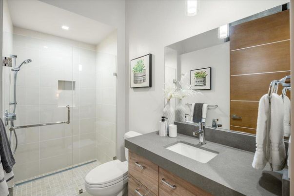 Bathroom, Glass Shower, Interior, Recessed Lighting