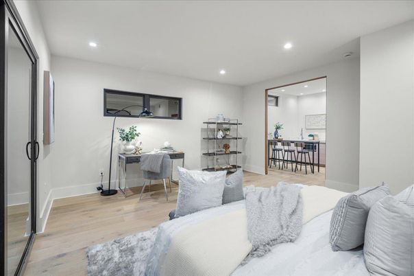 Home Office, Interior, Recessed Lighting, Wood Texture Flooring