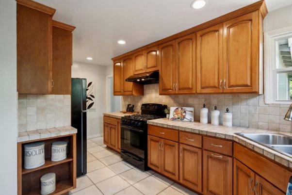 Interior, Kitchen, Recessed Lighting, Tile Countertops