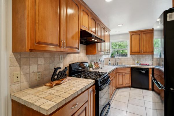 Interior, Kitchen, Recessed Lighting, Tile Countertops