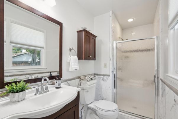 Bathroom, Glass Shower, Interior, Recessed Lighting