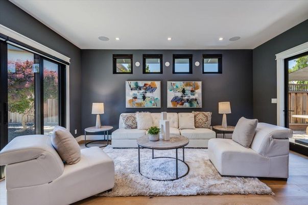 Interior, Living room, Recessed Lighting, Wood Texture Flooring
