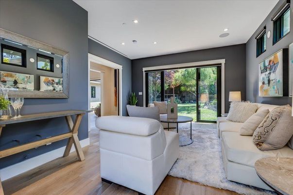 Dining room, Interior, Living room, Recessed Lighting, Wood Texture Flooring