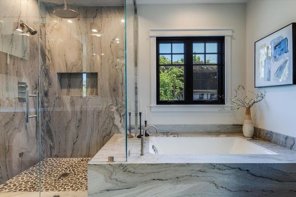 Bathroom, Glass Shower, Interior, Marble Walls