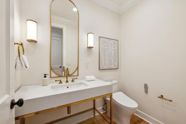 Bathroom, Interior, Recessed Lighting, Wood Texture Flooring