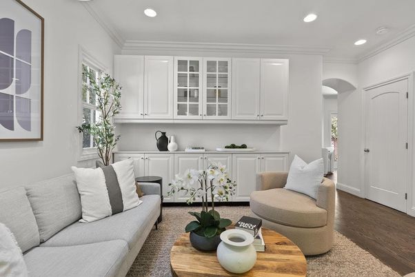 Interior, Living room, Recessed Lighting, Wood Texture Flooring