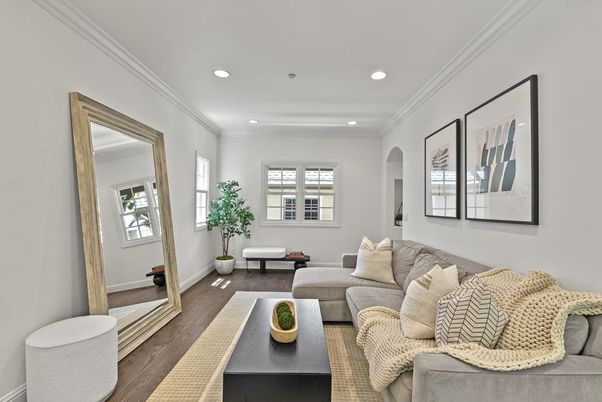 Interior, Living room, Recessed Lighting, Wood Texture Flooring