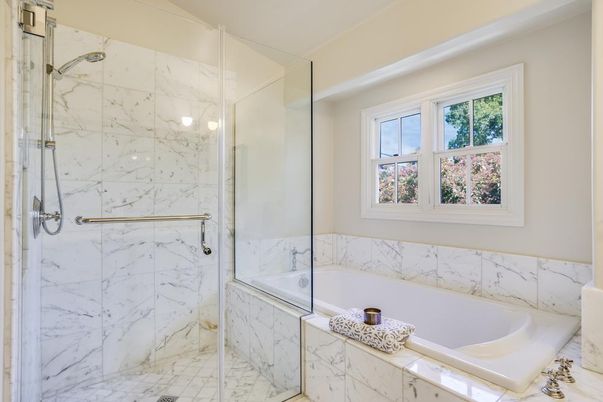 Bathroom, Glass Shower, Interior, Marble Walls