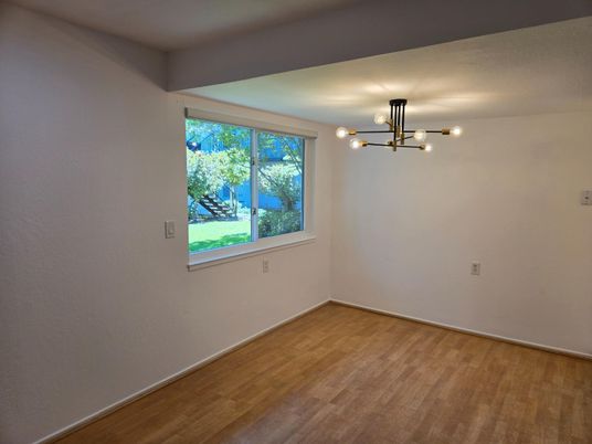 Empty room, Interior, Pendant Lights, Wood Texture Flooring