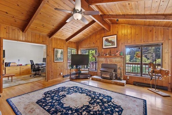 Fireplace, Home Office, Interior, Wooden Beams, Wooden Ceilings, Wood Texture Flooring, Wooden Walls