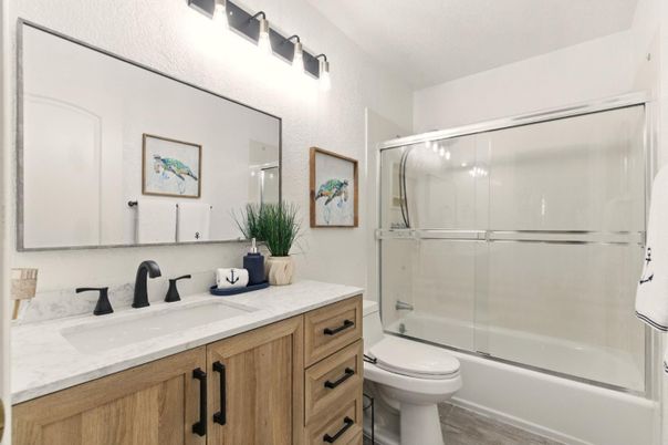 Bathroom, Dual Sink Vanities, Glass Shower, Interior