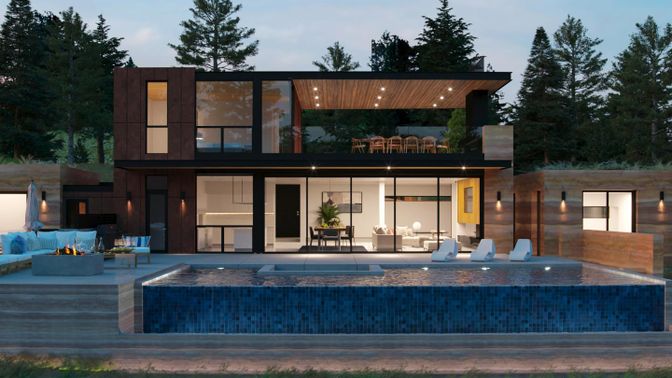 Exterior, Facade, Modern
