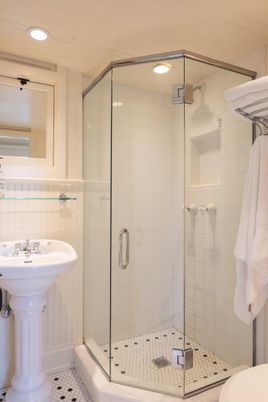 Bathroom, Glass Shower, Interior, Recessed Lighting