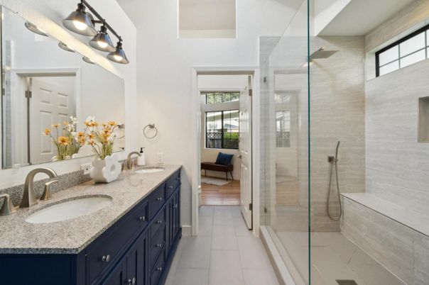 Bathroom, Dual Sink Vanities, Glass Shower, Interior
