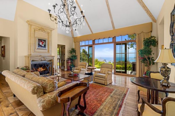 Chandelier, Fireplace, Interior, Living room, Water, Wood Texture Flooring