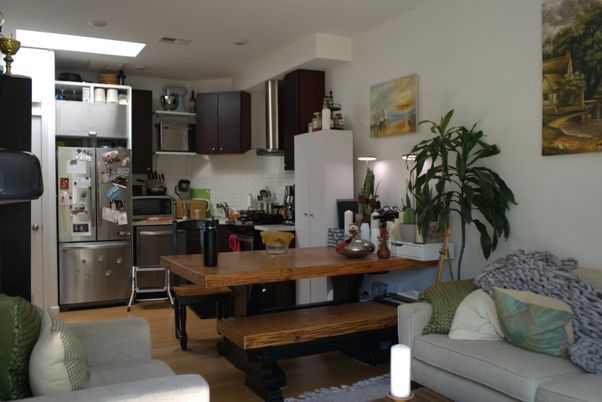 Dining room, Interior, Kitchen, Living room, Recessed Lighting, Stainless Steel Appliances, Wood Texture Flooring
