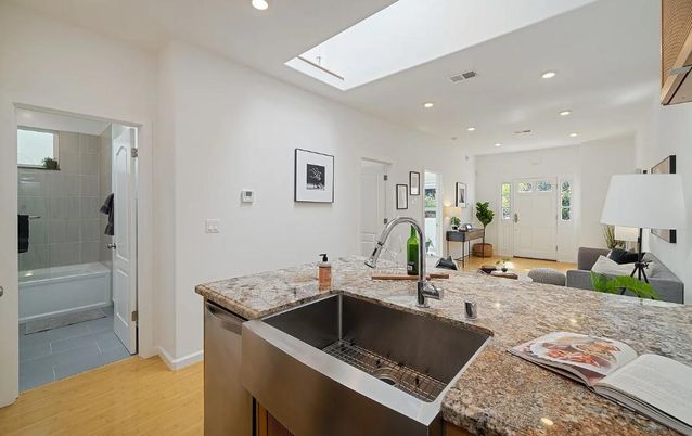 Bathroom, Interior, Recessed Lighting, Wood Texture Flooring