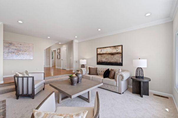 Interior, Living room, Recessed Lighting, Wood Texture Flooring