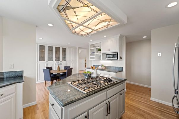 Dining room, Glass Ceilings, Interior, Kitchen, Recessed Lighting, Wood Texture Flooring
