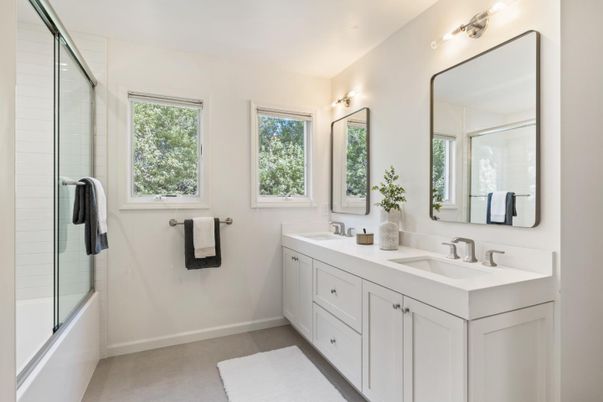 Bathroom, Dual Sink Vanities, Glass Shower, Interior