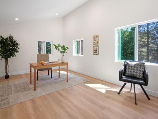 Home Office, Interior, Recessed Lighting, Wood Texture Flooring