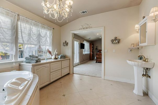 Bathroom, Chandelier, Interior, Recessed Lighting