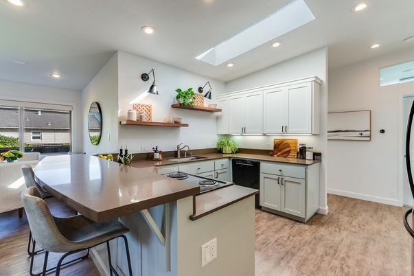 Interior, Kitchen, Recessed Lighting, Wood Texture Flooring