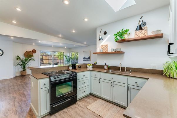 Interior, Kitchen, Recessed Lighting, Wood Texture Flooring