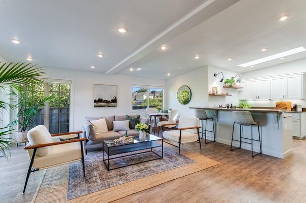 Interior, Kitchen, Living room, Recessed Lighting, Wood Texture Flooring