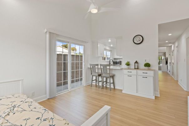 Interior, Kitchen, Recessed Lighting, Wood Texture Flooring