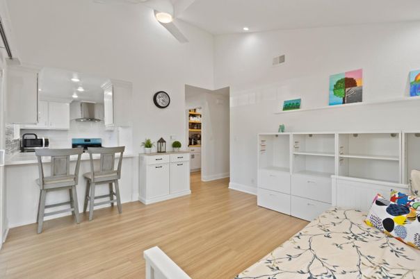 Interior, Kitchen, Recessed Lighting, Wood Texture Flooring