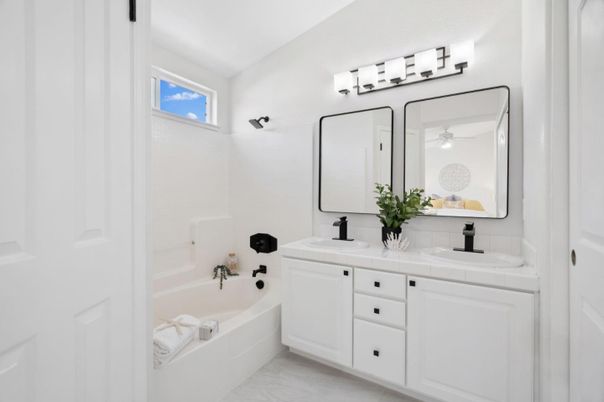 Bathroom, Dual Sink Vanities, Interior, Tile Countertops