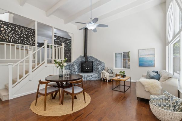 Dining room, Fireplace, Interior, Living room, Wood Texture Flooring