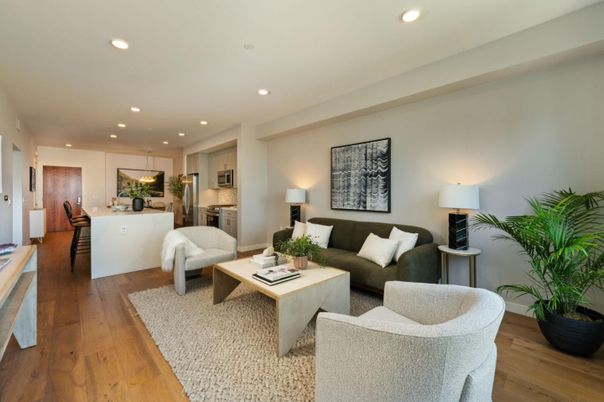 Dining room, Interior, Kitchen, Living room, Pendant Lights, Recessed Lighting, Stainless Steel Appliances, Wood Texture Flooring