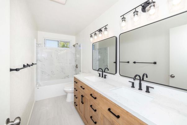 Bathroom, Dual Sink Vanities, Glass Shower, Interior, Marble, Marble Walls