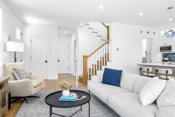 Interior, Kitchen, Living room, Pendant Lights, Recessed Lighting, Stainless Steel Appliances, Wood Texture Flooring