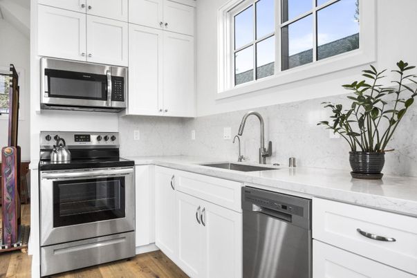 Interior, Kitchen, Stainless Steel Appliances, Wood Texture Flooring
