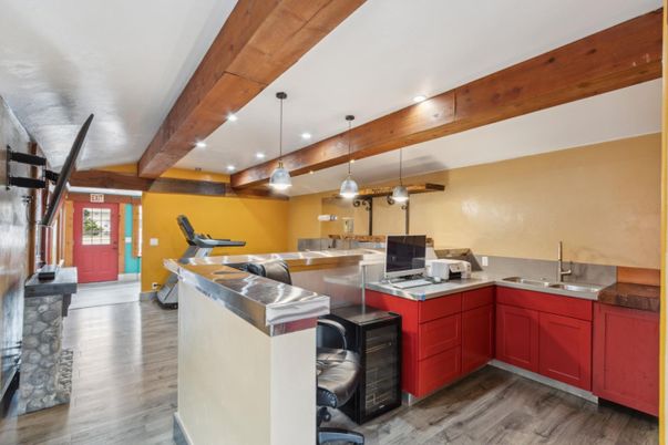 Interior, Pendant Lights, Recessed Lighting, Wooden Beams, Wood Texture Flooring