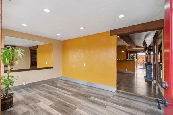 Interior, Recessed Lighting, Wooden Beams, Wood Texture Flooring