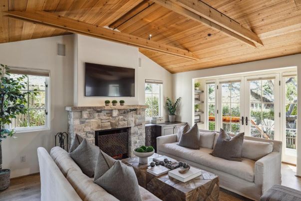 Fireplace, Interior, Living room, Wooden Beams, Wooden Ceilings, Wood Texture Flooring